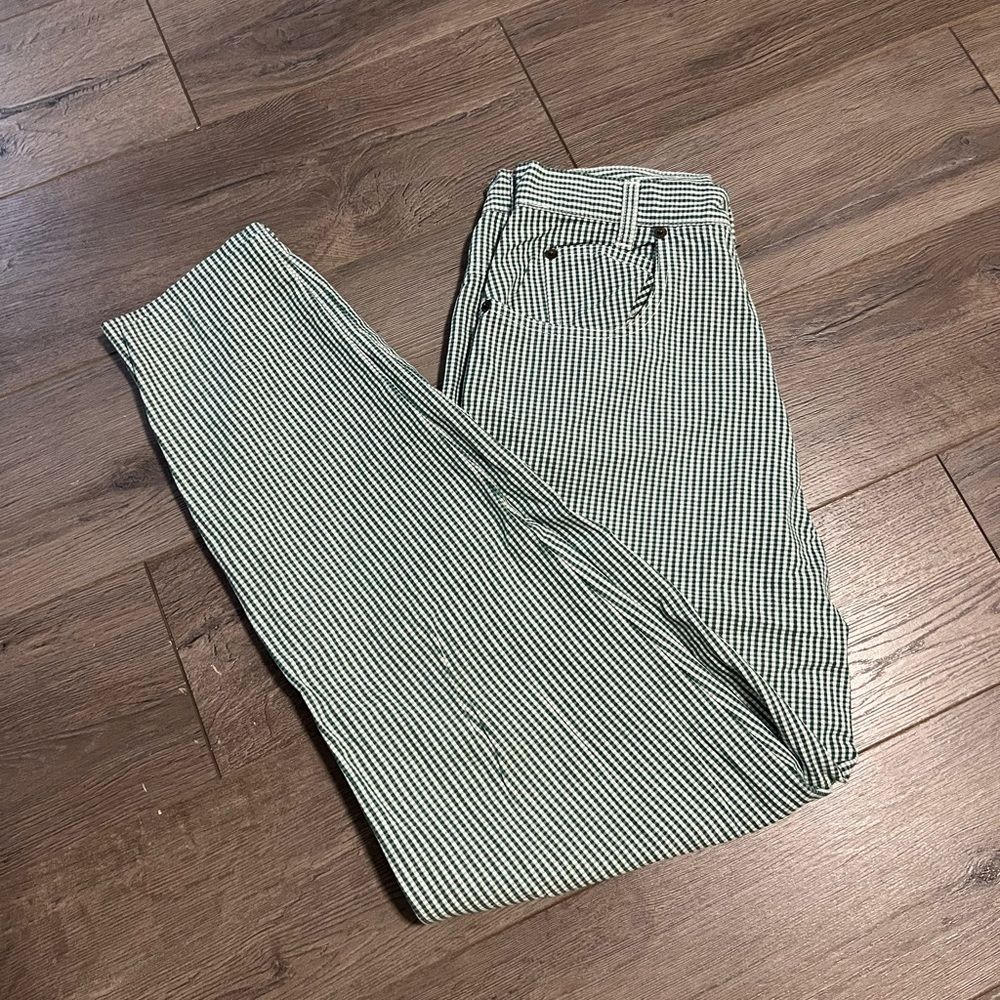 Green gingham trousers